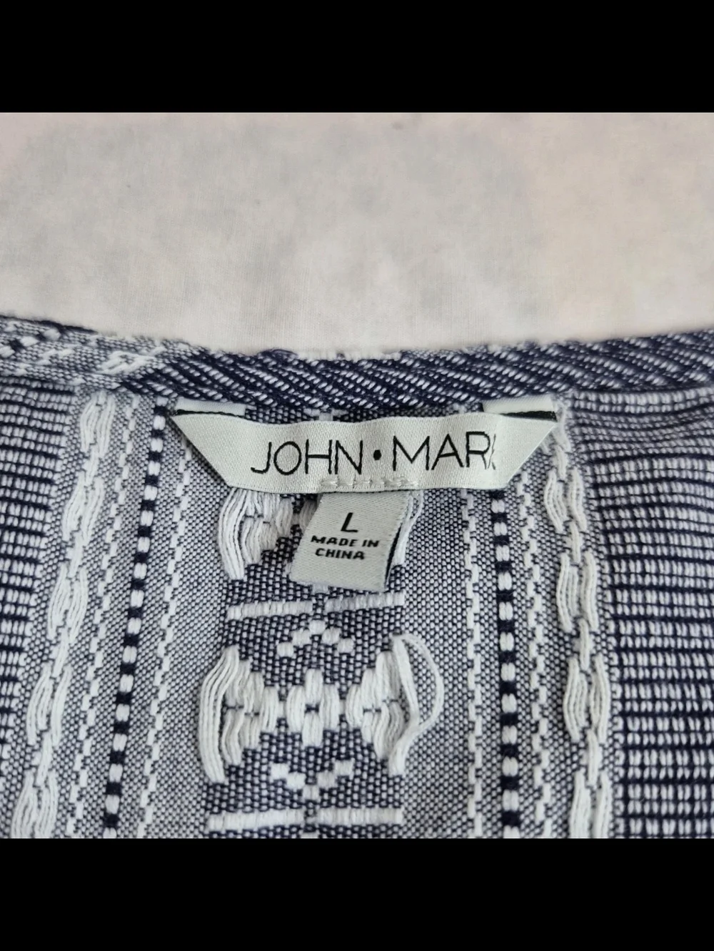 John Mark Women's Dress Size L Floral Embroidered Blue White Pink Stripe NWT 25 - Picture 9 of 11